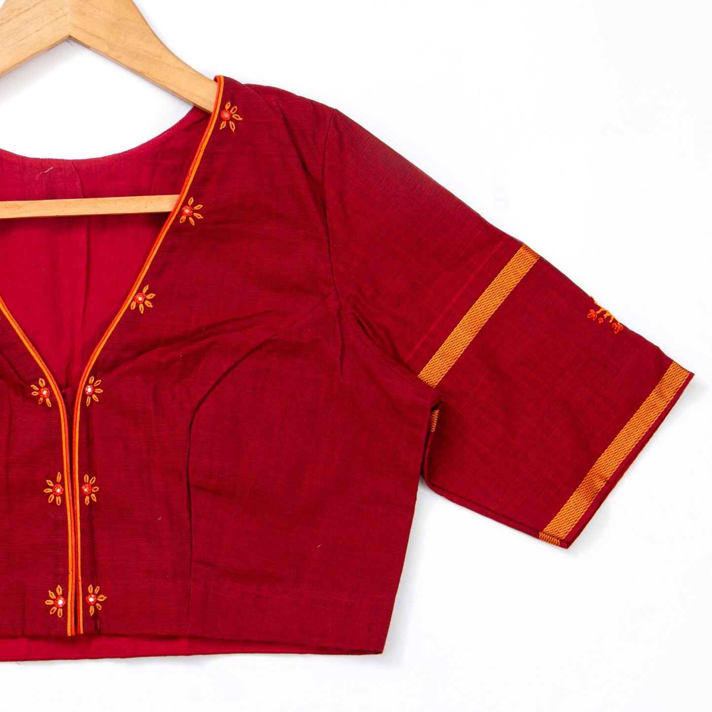 Red Kanchi Silk Cotton Readymade Blouse PV BL 173