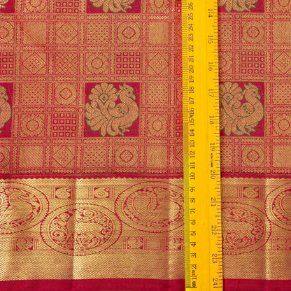Red Kanchipuram Silk Saree For Bridal Wear PV NYC 1599