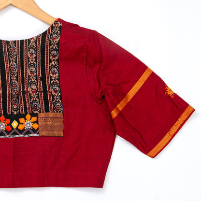 Red Kanchi Silk Cotton Readymade Blouse PV BL 173