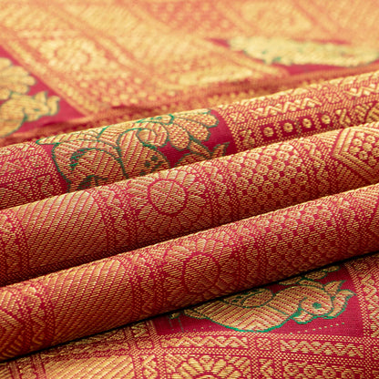 Red Kanchipuram Silk Saree For Bridal Wear PV NYC 1599