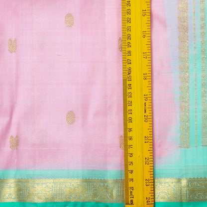 Pastel Pink And Green Kanchipuram Silk Saree For Festive Wear PV NYC 1606