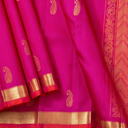 Pink And Red Kanchipuram Silk Saree For Festive Wear PV NYC 1632