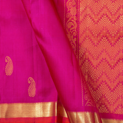Pink And Red Kanchipuram Silk Saree For Festive Wear PV NYC 1632