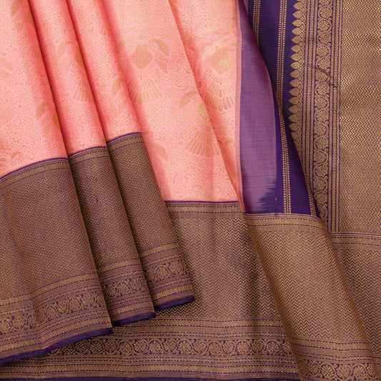Pink And Purple Kanchipuram Silk Saree For Bridal Wear PV MEN 283