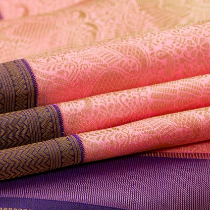 Pink And Purple Kanchipuram Silk Saree For Bridal Wear PV MEN 283 - Silk Sari - Panjavarnam PV MEN 283