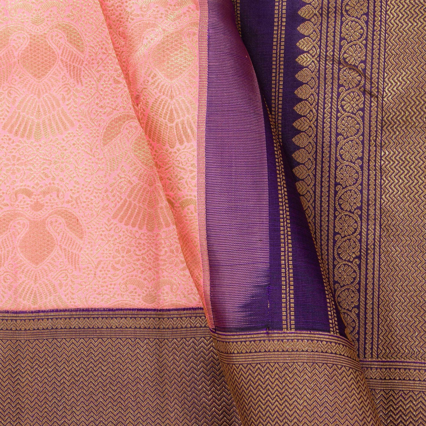 Pink And Purple Kanchipuram Silk Saree For Bridal Wear PV MEN 283 - Silk Sari - Panjavarnam PV MEN 283