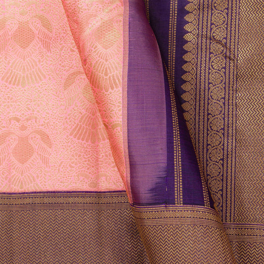 Pink And Purple Kanchipuram Silk Saree For Bridal Wear PV MEN 283