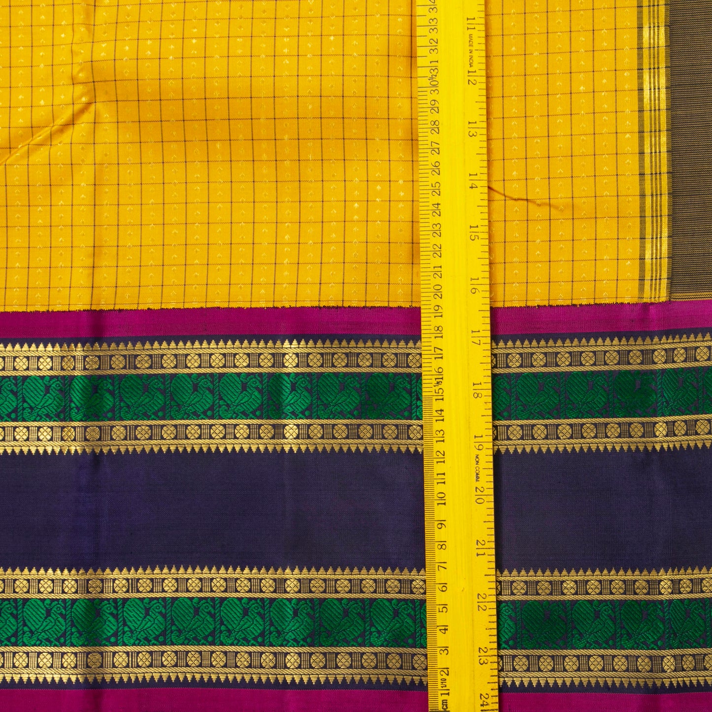 Yellow And Blue Kanchipuram Silk Saree For Wedding Wear PV NYC 1643