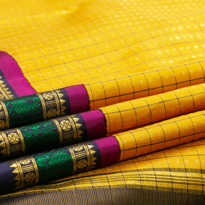 Yellow And Blue Kanchipuram Silk Saree For Wedding Wear PV NYC 1643
