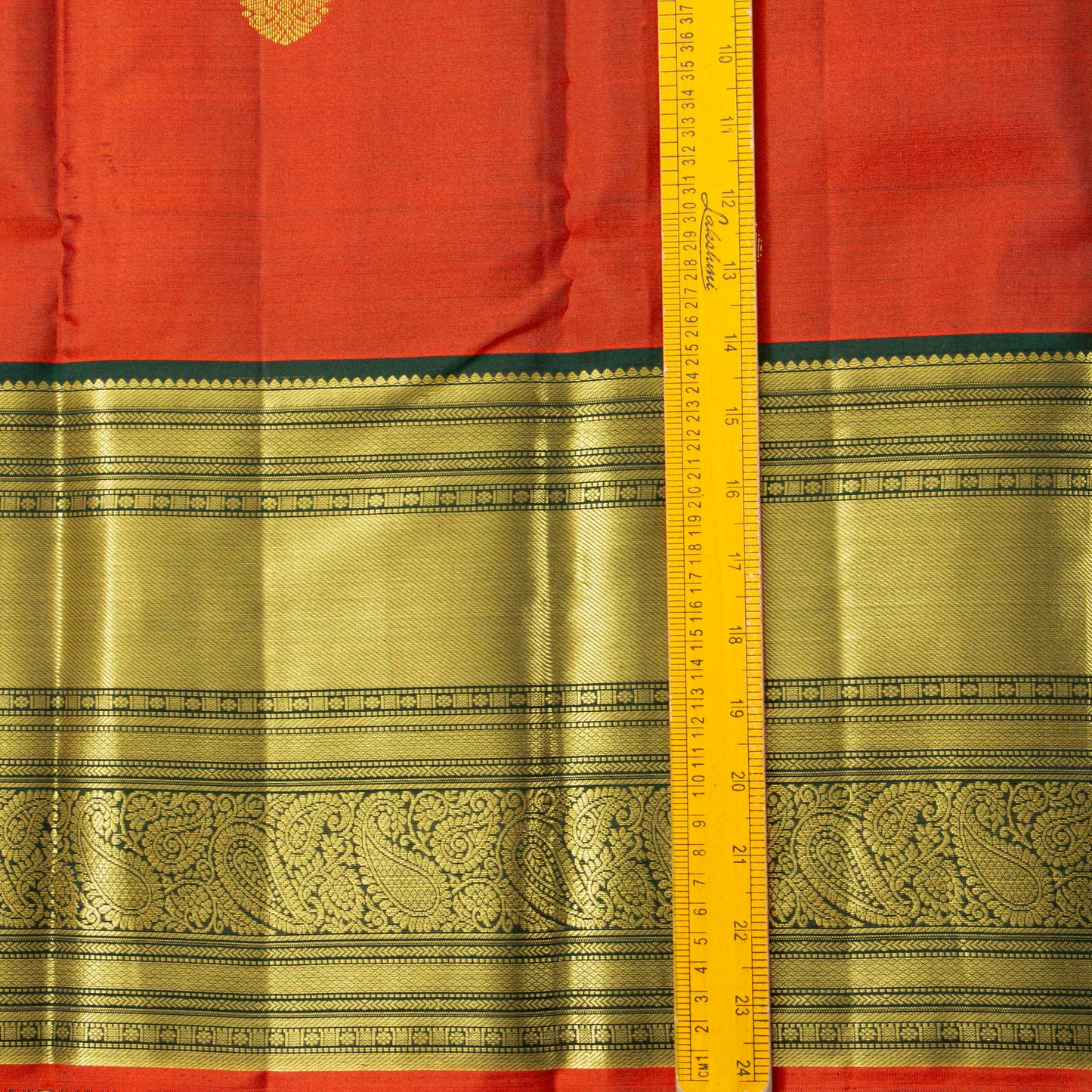 Orange And Green Kanchipuram Silk Saree For Festival Wear PV MEN 143