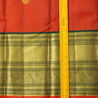 Orange And Green Kanchipuram Silk Saree For Festival Wear PV MEN 143
