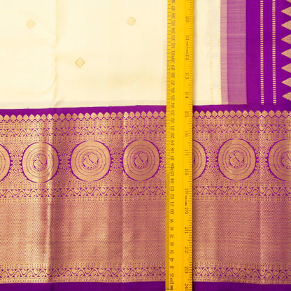 Off White And Magenta Kanchipuram Silk Saree For Wedding Wear PV NYC 1719