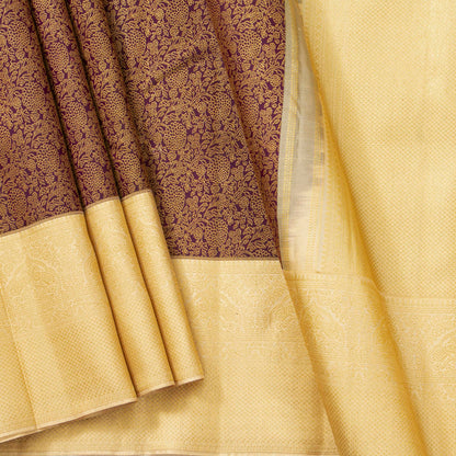 Maroon And Off White Kanchipuram Silk Saree For Bridal Wear PV MEN 282 - Silk Sari - Panjavarnam PV MEN 282