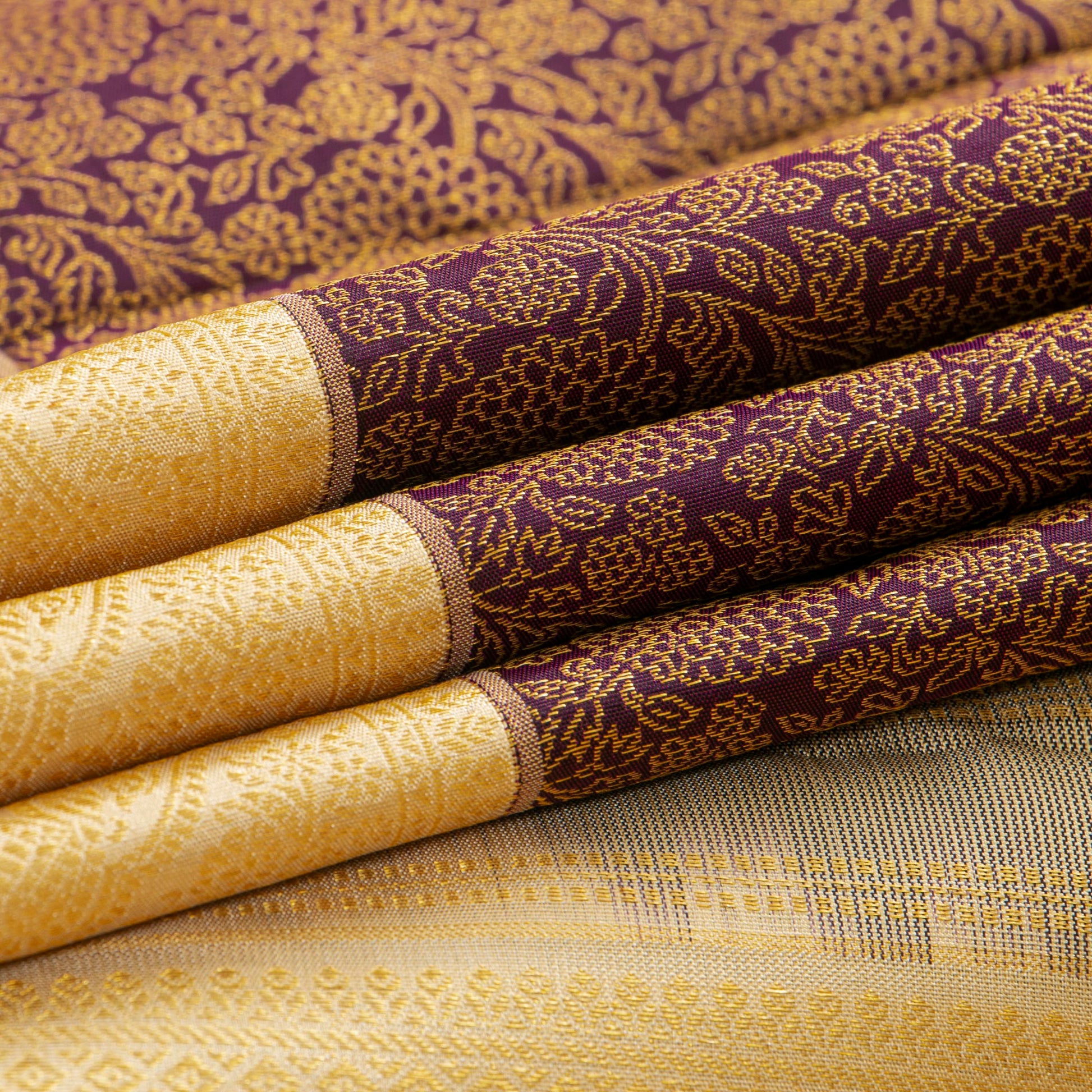 Maroon And Off White Kanchipuram Silk Saree For Bridal Wear PV MEN 282 - Silk Sari - Panjavarnam PV MEN 282