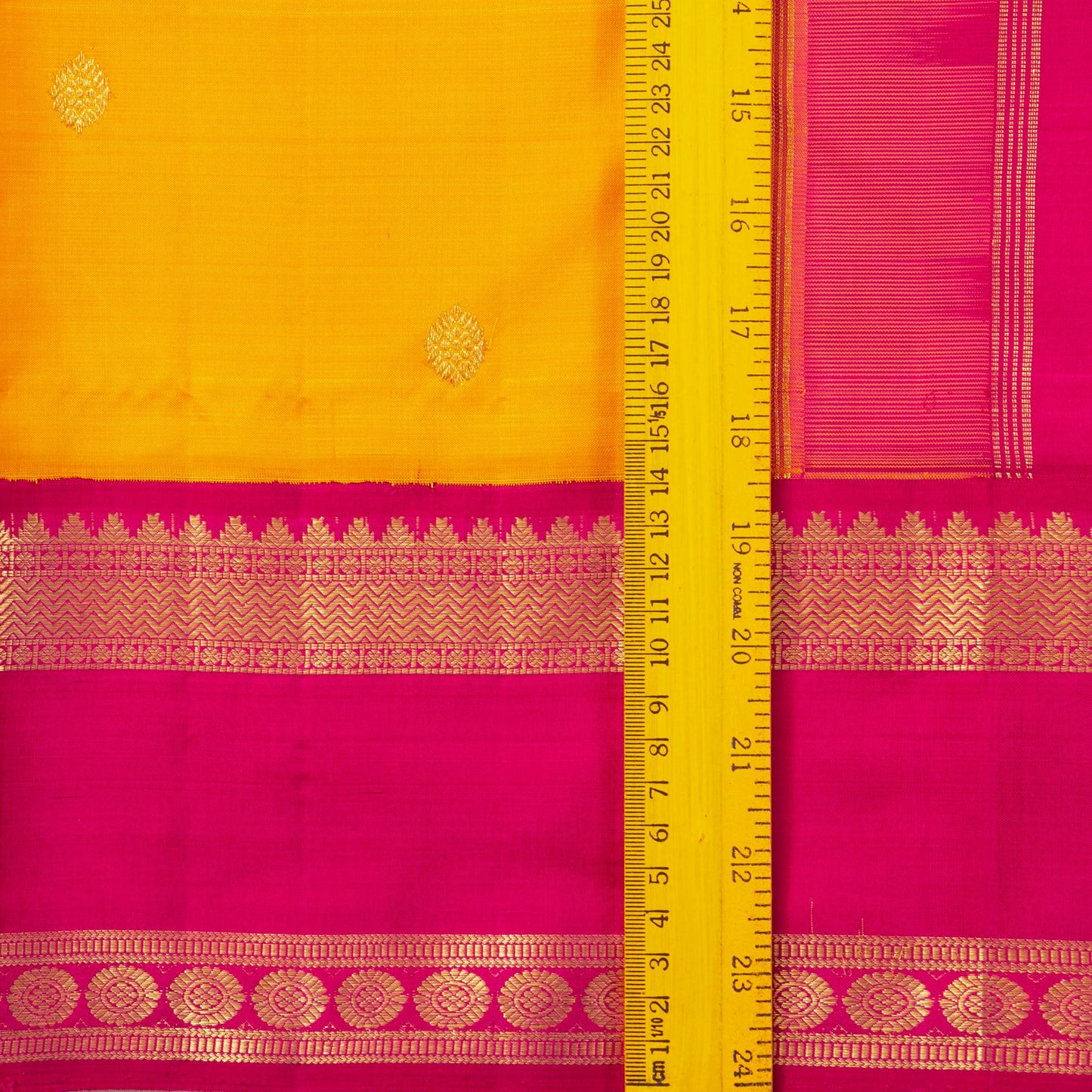 Yellow And Pink Kanchipuram Silk Saree For Bridal Wear PV NYC 1637
