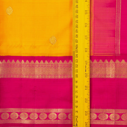 Yellow And Pink Kanchipuram Silk Saree For Bridal Wear PV NYC 1637