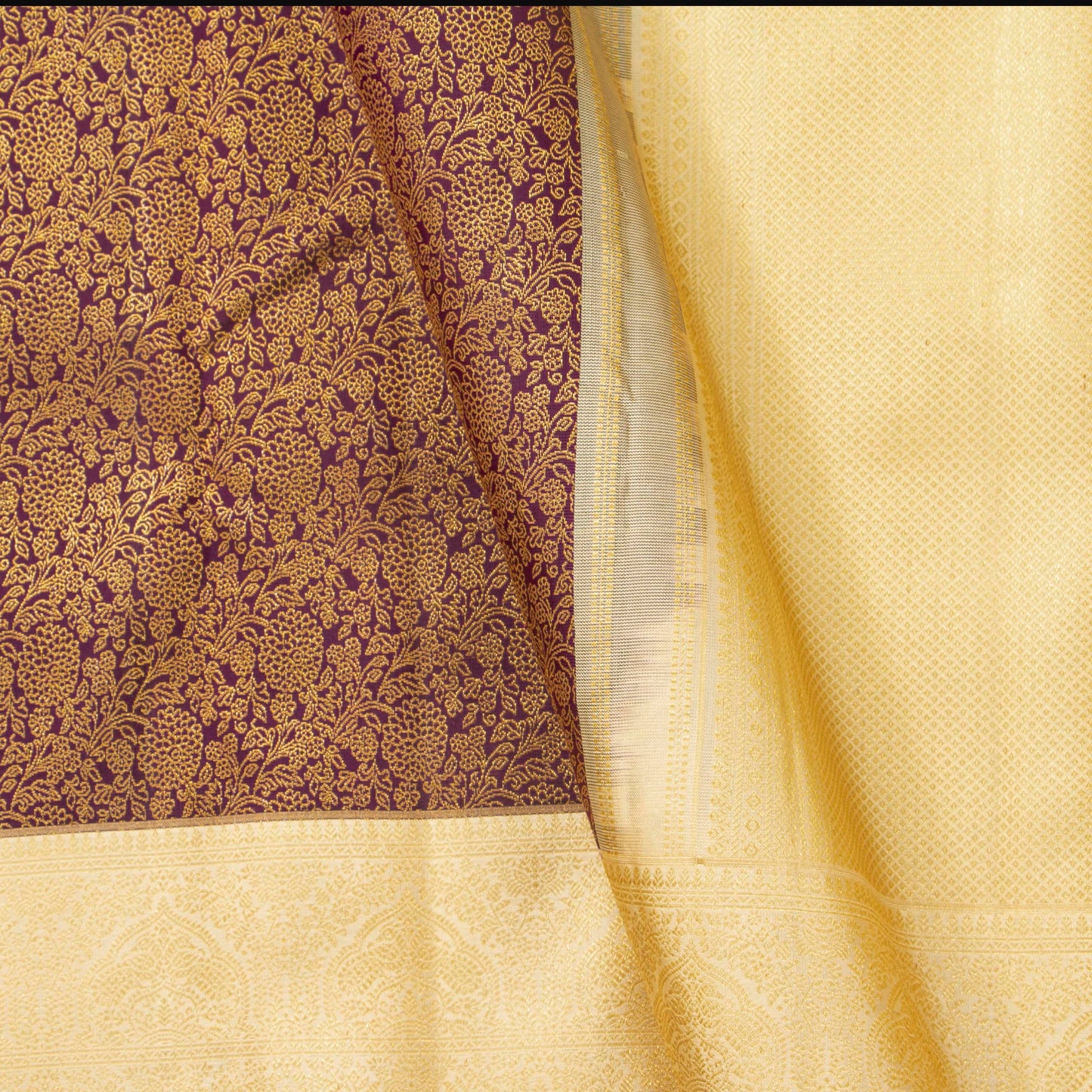 Maroon And Off White Kanchipuram Silk Saree For Bridal Wear PV MEN 282 - Silk Sari - Panjavarnam PV MEN 282