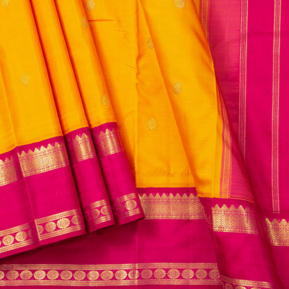 Yellow And Pink Kanchipuram Silk Saree For Bridal Wear PV NYC 1637