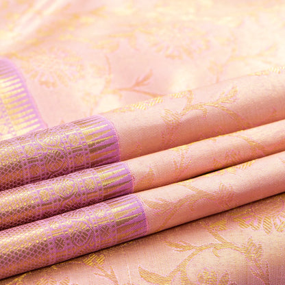 Pastel Pink And Lavender Kanchipuram Silk Saree For Wedding Wear PV NYC 1612