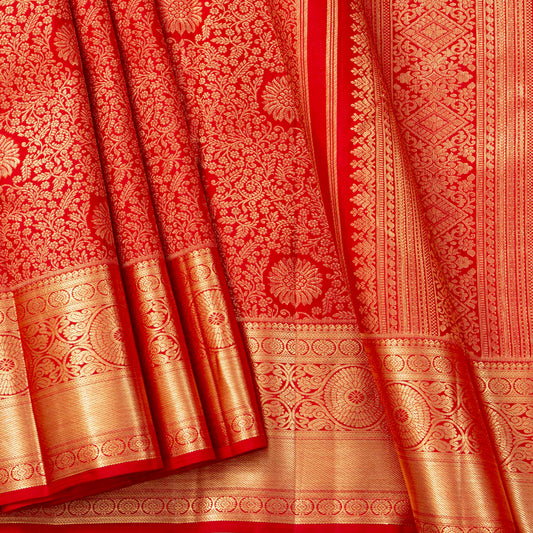 Red  Kanchipuram Silk Saree For Festive Wear PV MEN 260