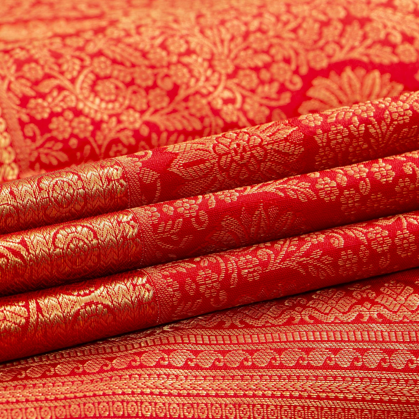 Red Kanchipuram Silk Saree For Festive Wear PV MEN 260 - Silk Sari - Panjavarnam PV MEN 260