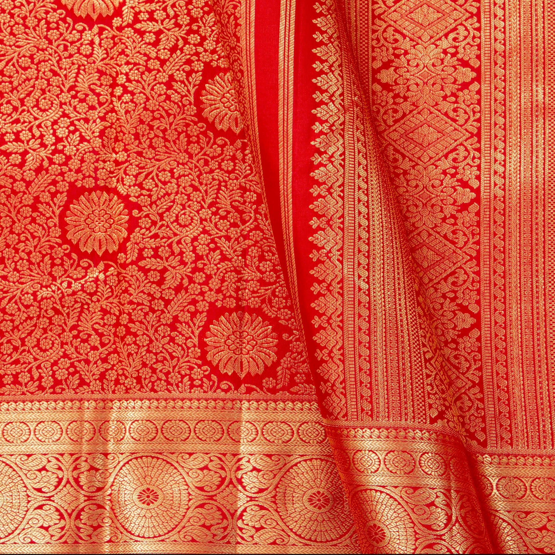 Red Kanchipuram Silk Saree For Festive Wear PV MEN 260 - Silk Sari - Panjavarnam PV MEN 260