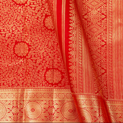 Red Kanchipuram Silk Saree For Festive Wear PV MEN 260 - Silk Sari - Panjavarnam PV MEN 260
