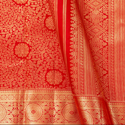 Red  Kanchipuram Silk Saree For Festive Wear PV MEN 260