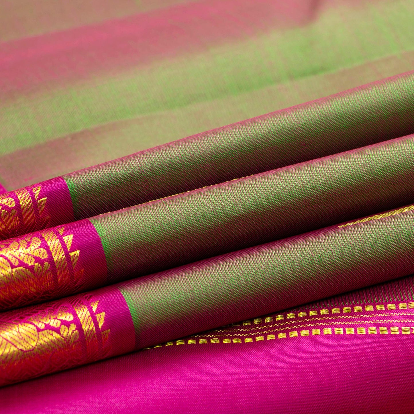 Green And Pink Kanchipuram Silk Saree For Festive Wear PV NYC 1720