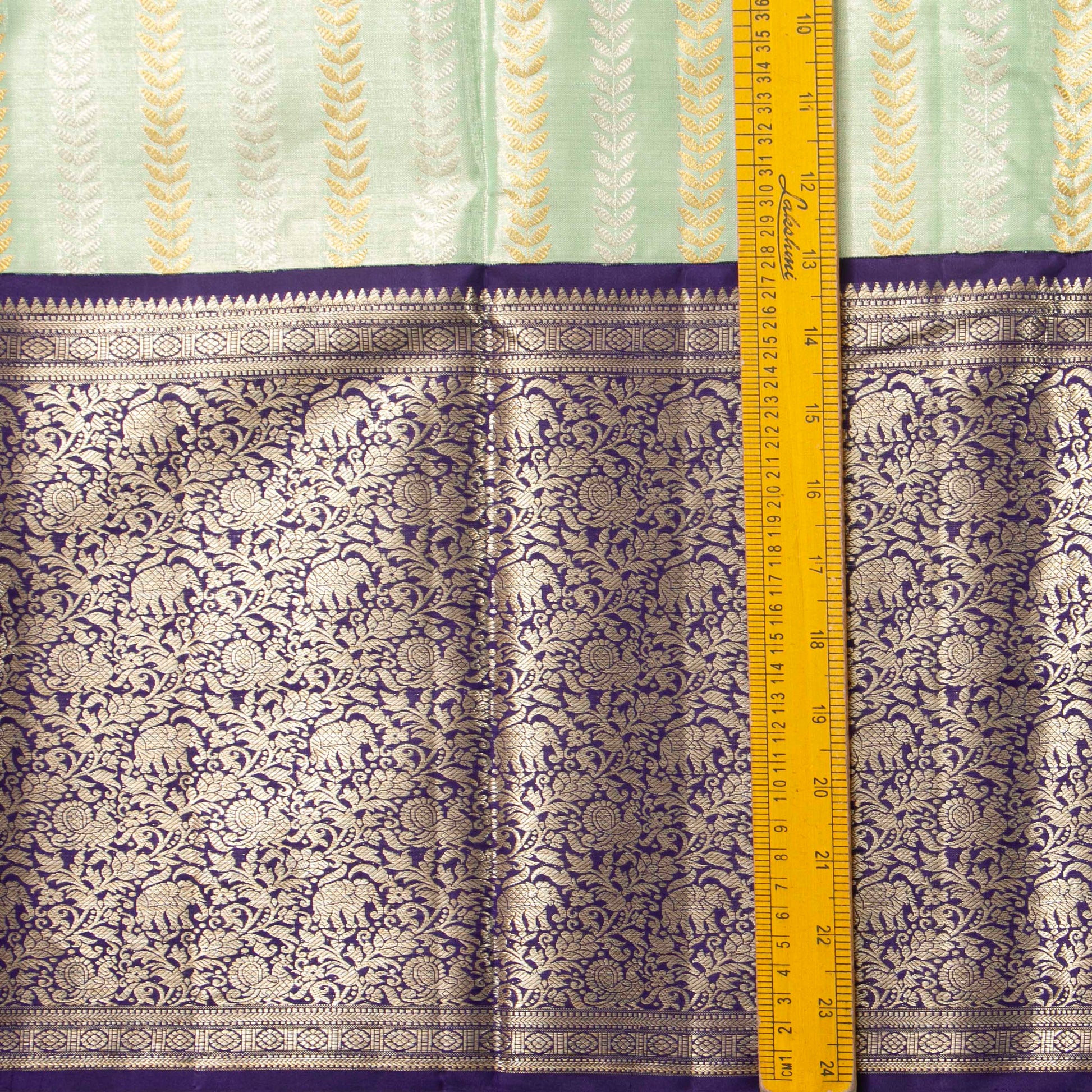 Pastel Blue And Navy Blue Tissue Kanchipuram Silk Saree For Bridal Wear PV MEN 284 - Silk Sari - Panjavarnam PV MEN 284
