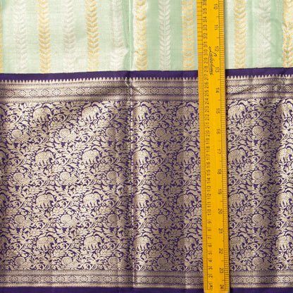 Pastel Blue And Navy Blue Tissue Kanchipuram Silk Saree For Bridal Wear PV MEN 284 - Silk Sari - Panjavarnam PV MEN 284