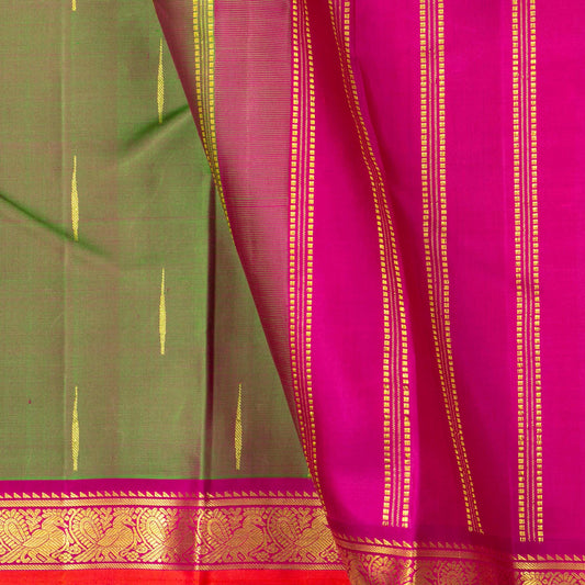 Green And Pink Kanchipuram Silk Saree For Festive Wear PV NYC 1720