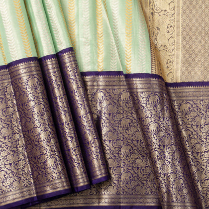 Pastel Blue And Navy Blue Tissue Kanchipuram Silk Saree For Bridal Wear PV MEN 284 - Silk Sari - Panjavarnam PV MEN 284