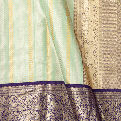 Pastel Blue And Navy Blue Tissue Kanchipuram Silk Saree For Bridal Wear PV MEN 284 - Silk Sari - Panjavarnam PV MEN 284