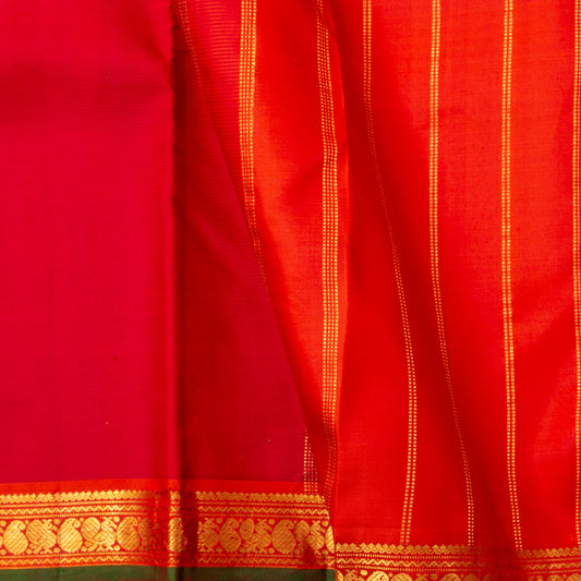 Red And Orange Kanchipuram Silk Saree For Festive Wear PV NYC 1727
