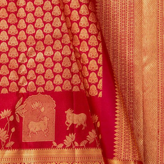 Red Kanchipuram Silk Saree For Bridal Wear PV MEN 258 - Silk Sari - Panjavarnam PV MEN 258