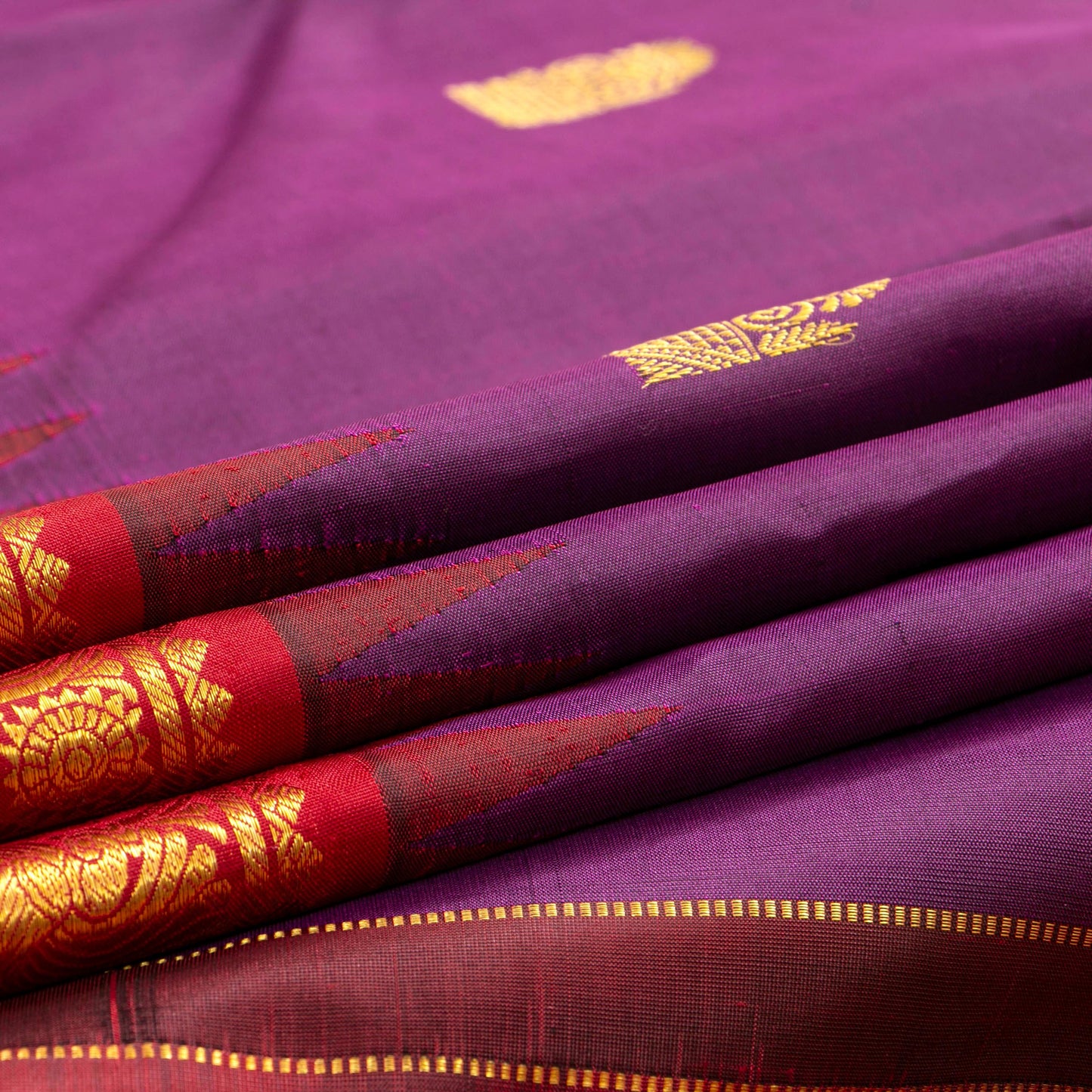 Magenta And Red Kanchipuram Silk Saree For Bridal Wear PV NYC 1650