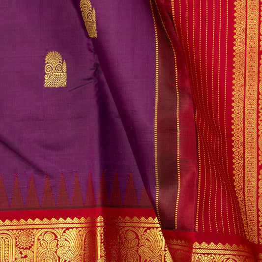 Magenta And Red Kanchipuram Silk Saree For Bridal Wear PV NYC 1650