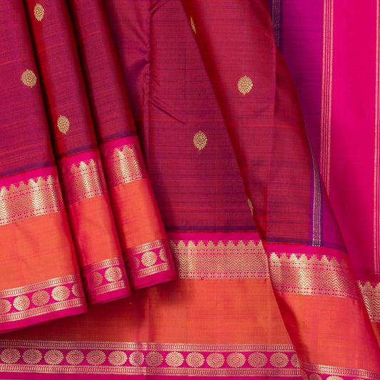 Maroon And Pink Kanchipuram Silk Saree For Bridal Wear PV NYC 1652