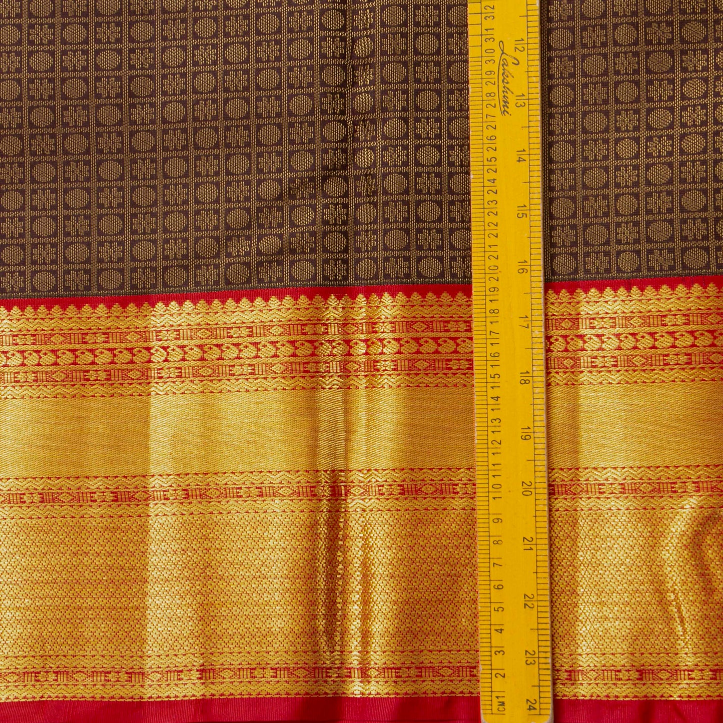 Brown And Red Kanchipuram Silk Saree For Festive Wear PV MEN 151 - Silk Sari - Panjavarnam PV MEN 151
