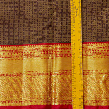 Brown And Red Kanchipuram Silk Saree For Festive Wear PV MEN 151 - Silk Sari - Panjavarnam PV MEN 151