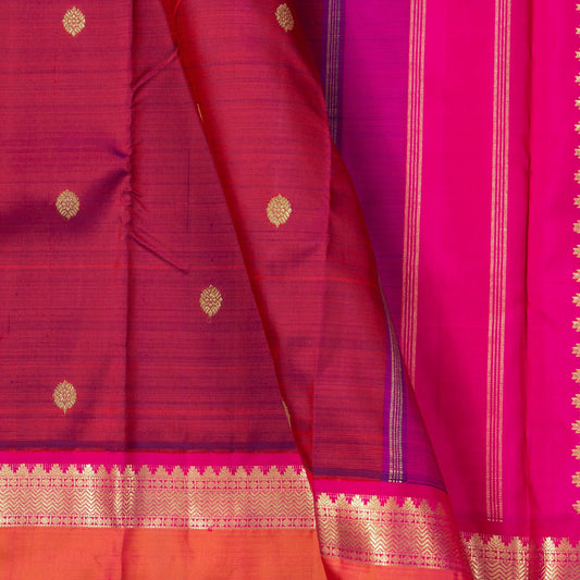 Maroon And Pink Kanchipuram Silk Saree For Bridal Wear PV NYC 1652