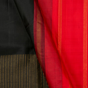 Black And Red Kanchipuram Silk Saree For Party Wear PV 2047