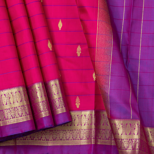 Pink And Purple Kanchipuram Silk Saree For Festive Wear PV NYC 1638