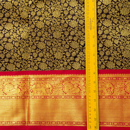 Brown And Red Kanchipuram Silk Saree For Festive Wear PV MEN 223