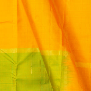 Yellow, Peach And Green Mubbagam Kanchipuram Silk Saree For Festive Wear PV 2044