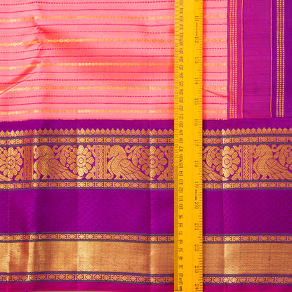 Pink And Magenta Kanchipuram Silk Saree With Silver Zari For Wedding Wear PV NYC 1588