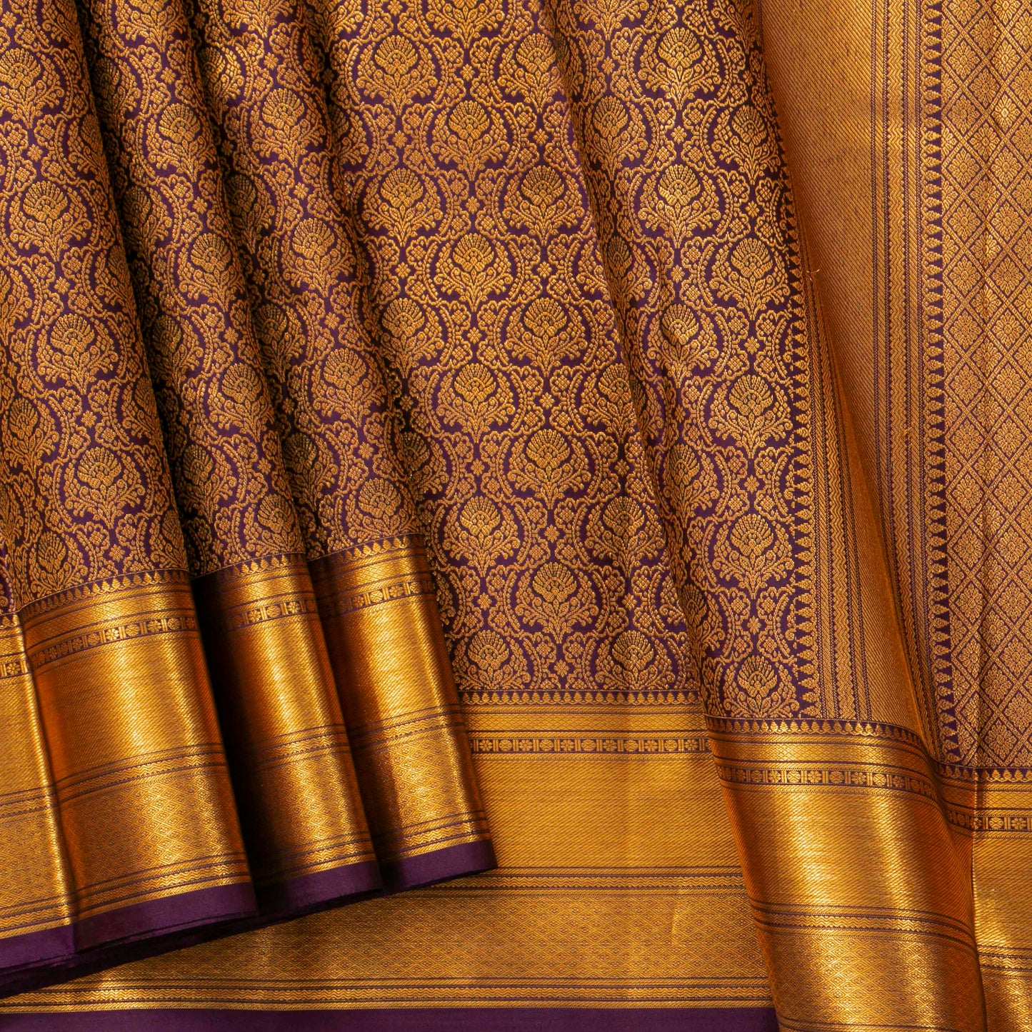 Purple Kanchipuram Silk Saree For Festive Wear PV MEN 222 - Silk Sari - Panjavarnam PV MEN 222