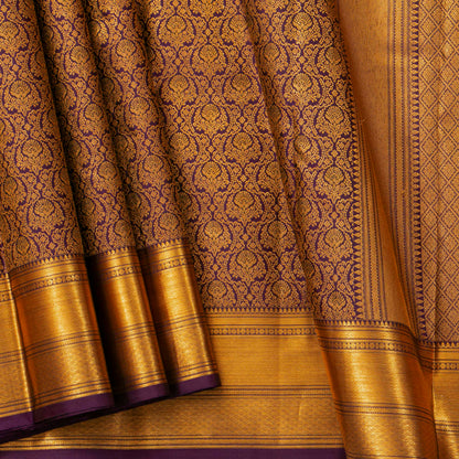 Purple Kanchipuram Silk Saree For Festive Wear PV MEN 222 - Silk Sari - Panjavarnam PV MEN 222