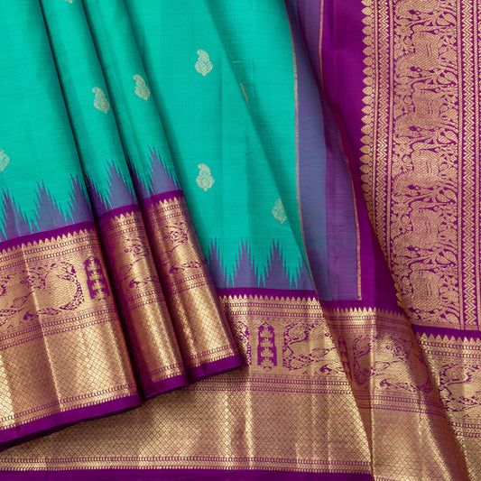 Sea Green And Magenta Kanchipuram Silk Saree For Wedding Wear PV NYC 1579